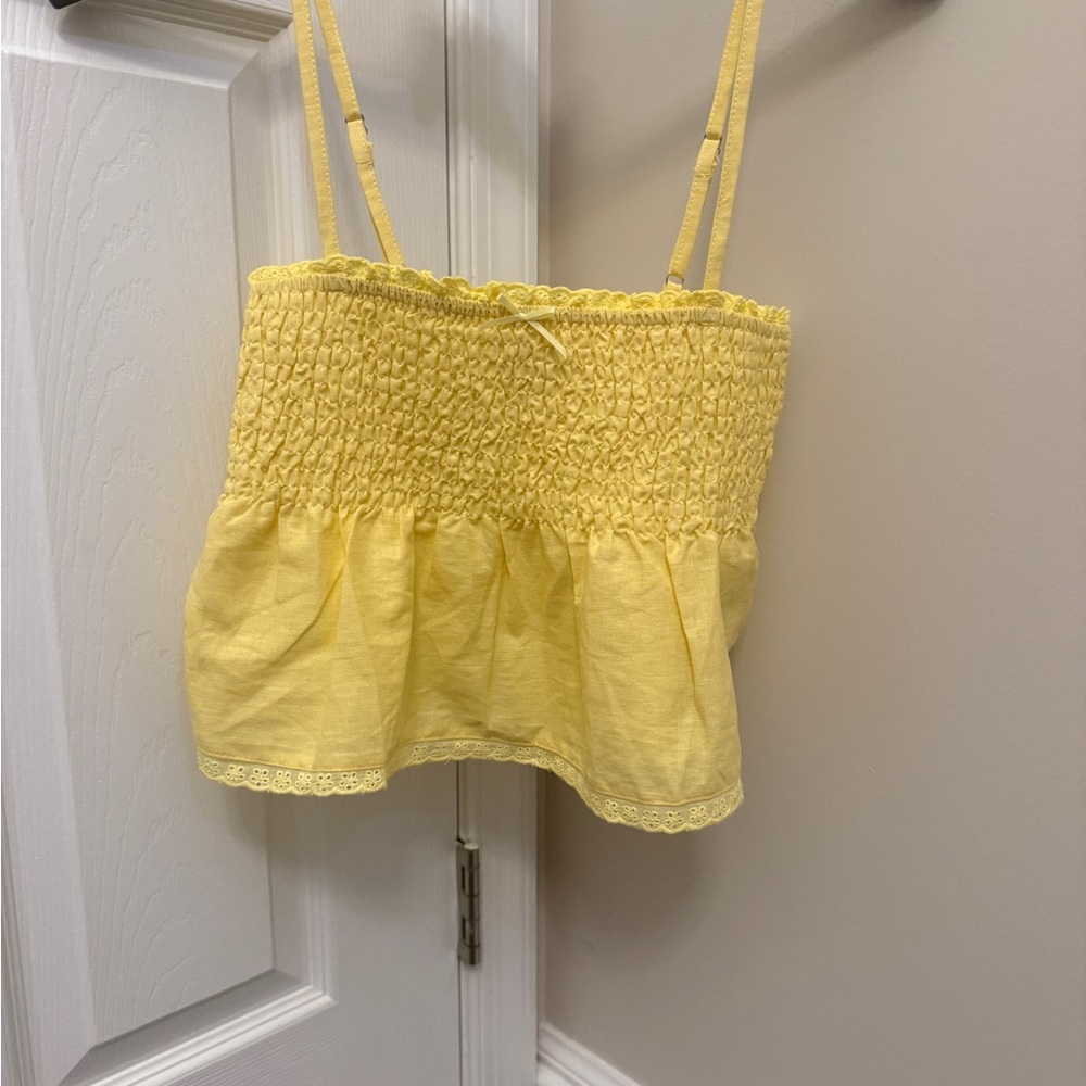 Edikted Yellow Smocked Crop Top